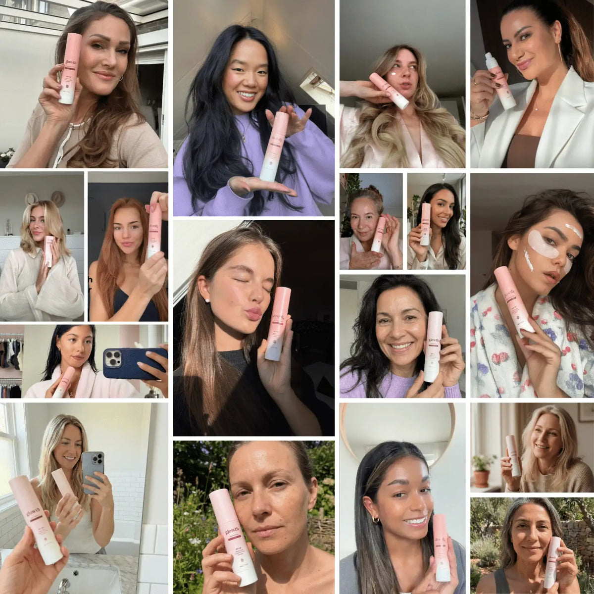 Glowth skincare in gebruik modellen